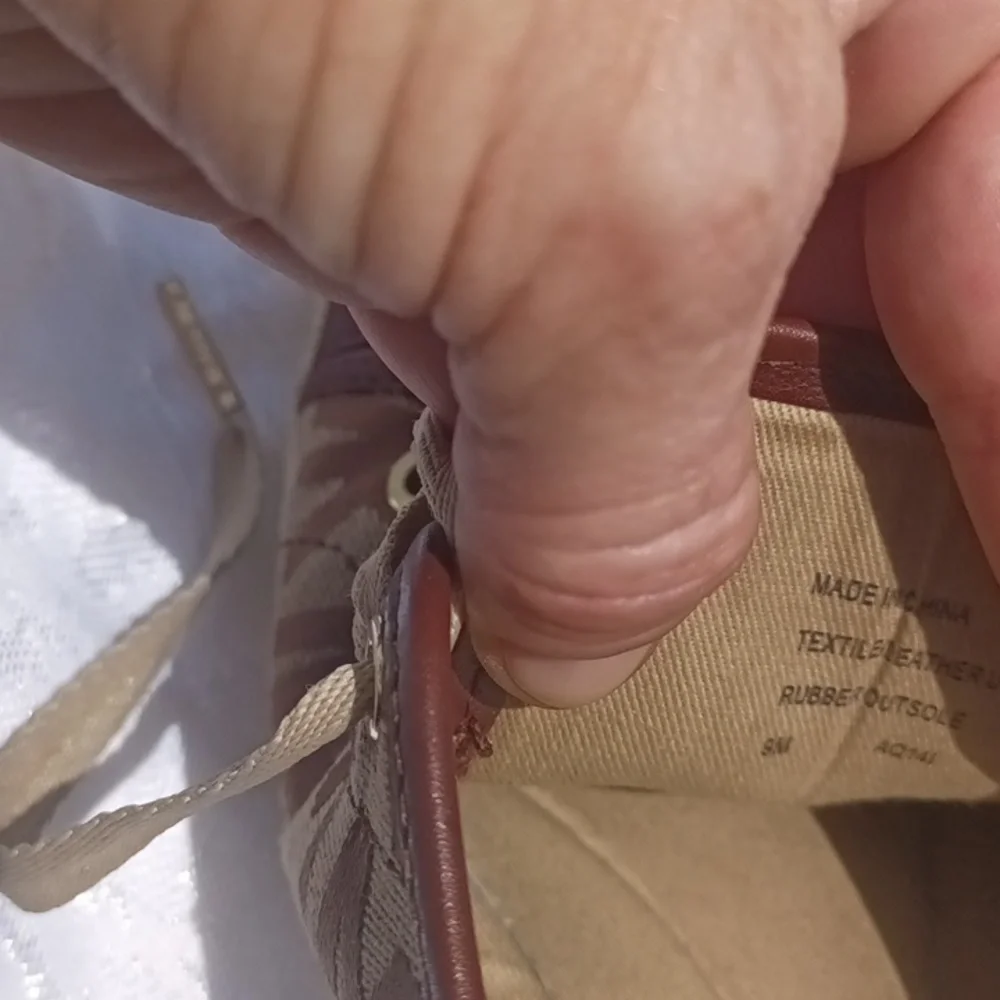 Michael Kors brown tan canvas leather sneakers size 9